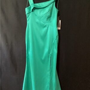Aidan Mattox One Shoulder Green Dress
